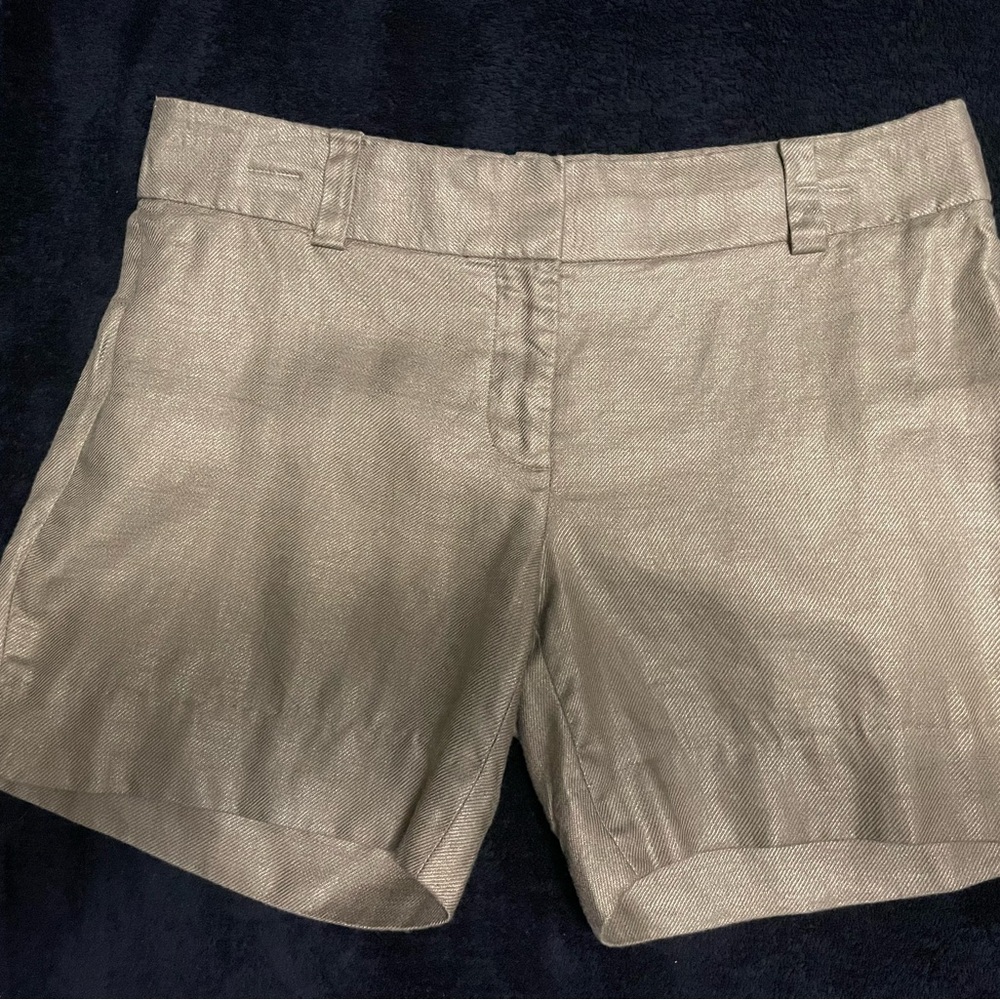 COPY - J. Crew Linen Shorts Tan Gold Metallic Size 4